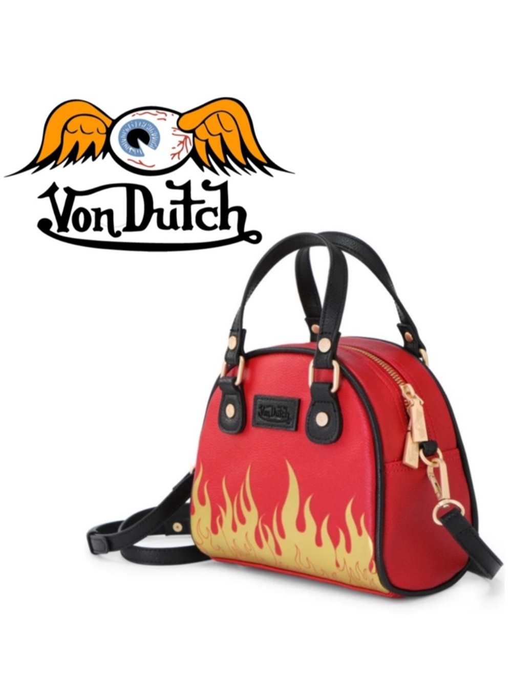VON DUTCH RED FLAMES MINI BOWLING BAG - NWT